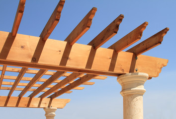 Pergola with blue sky in the background
