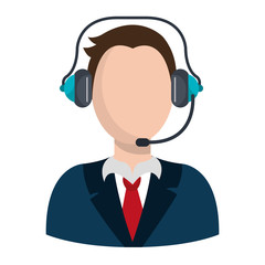 businessman character avatar with headset icon vector illustration design
