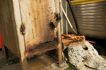 rusty pad lock seal a metal box in indonesia