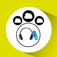 music cloud connection headphone note musical graphic vector illustration eps 10