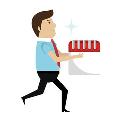 businessman character with calendar icon vector illustration design