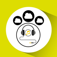 music cloud connection headphone note musical graphic vector illustration eps 10