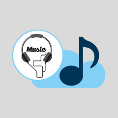 hand hold note music cloud and headphones vector illustration eps 10
