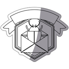 Envelope and bug icon. Security system warning protection and danger theme. Isolated design. Vector illustration