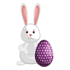 cute rabbit easter character with egg vector illustration design