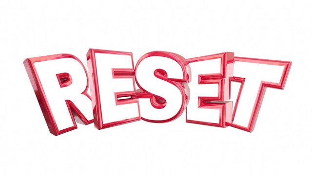 Reset Word Restart New Beginning Do Over 3d Animation