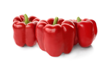 Sweet red peppers isolated on white