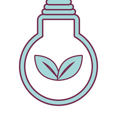 bulb energy with leafs ecology vector illustration design