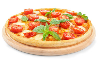 Pizza Margarita isolated on white