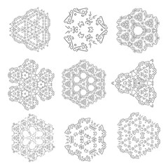 black and white pattern, vector ornament, set of ornaments