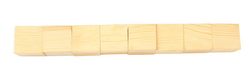 Empty wooden cubes on white background