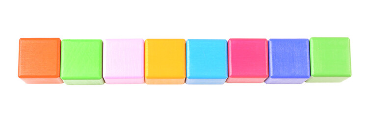 Empty colorful cubes on white background