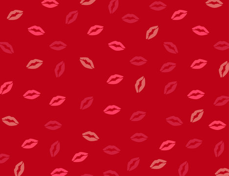 Lips Kiss Pattern On Pink Background | Modern Female Lipstick Illustration Wallpaper Design 