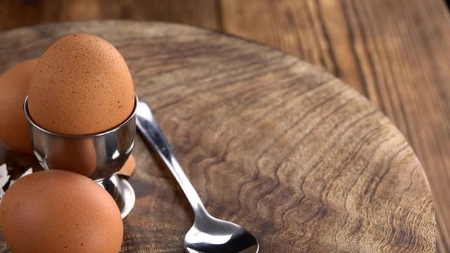 Hard boiled Eggs as not loopable roating 4K UHD footage