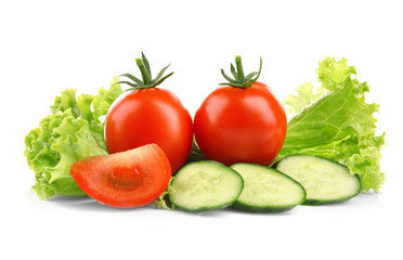 Fresh vegetables on white background
