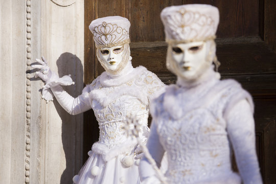 Venice Masks during Venice Carnival, St. Zaccaria Square, Venice, Italy
