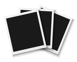 Illustration of Blank Vintage Photo Frame Mockup Isolated on a White Background. Photorealistic Vector EPS10 Retro Photo Frame Template