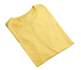 Blank yellow t-shirt on white background