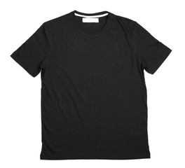 Blank black t-shirt on white background