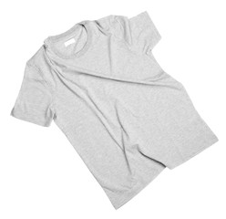 Blank light grey t-shirt on white background