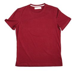 Blank maroon t-shirt on white background