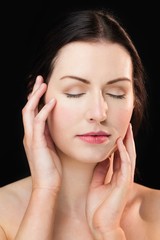 Beautiful woman posing with natural makeup