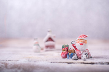 Christmas with pine branch on festive background.