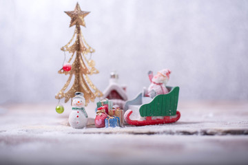 Christmas with pine branch on festive background.