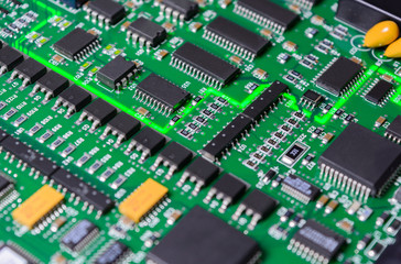 circuit board with electronic components background