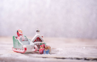 Christmas with pine branch on festive background.