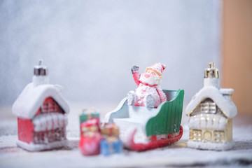 Christmas with pine branch on festive background.