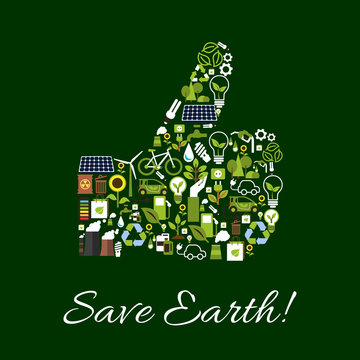Save Earth nature protection thumbs up symbol