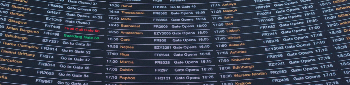 Destination Board Of An Airport In UK