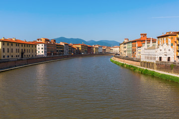 Naklejka premium cityscape with river Arno of Pisa