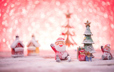 Christmas with pine branch on festive background.