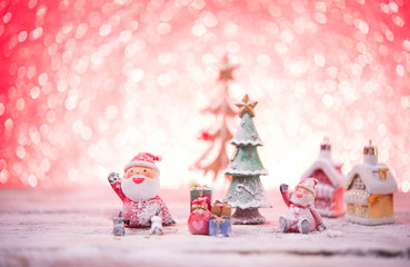 Christmas with pine branch on festive background.