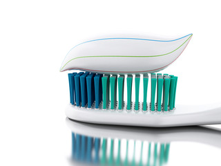 3D Toothbrush with toothpaste.