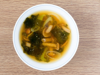 Japanese cuisine, miso soup of slimy mushroom called Nameko