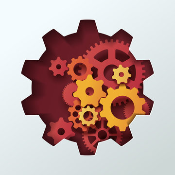 recommend clip art: Paper carve to gear shape see through the a little gear inside