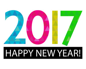 Happy New Year 2017, vector, low poly.