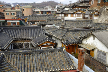 Traditional Korean style architecture at Bukchon Hanok Village 