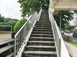 Stairs of the pedestrian overpass in the city.