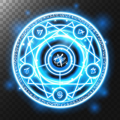 Magic spell ring with glow stars and sparkle effect 