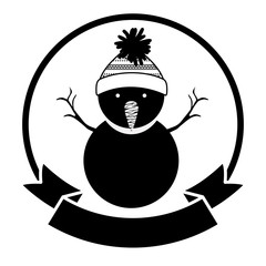 Snowman icon. Merry Christmas season decoration and card theme. Isolated design. Vector illustration