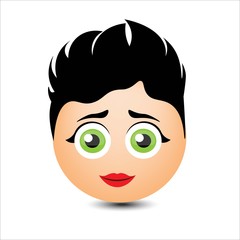 Woman smiles. Girl with short hair. Vector illustration.