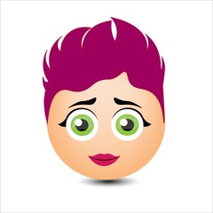 Woman smiles. Girl with short hair. Vector illustration.