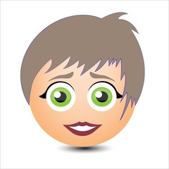 Woman smiles. Girl with short hair. Vector illustration.