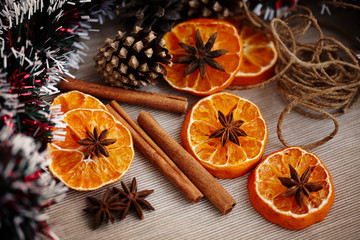 decor of spices and citrus