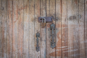close up, locked the wooden door, Chanthaburi, Thailand.