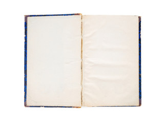 Old open book with blank pages. Isolated with clipping path